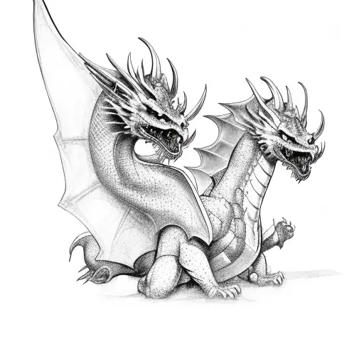 Paladin and dragon standing together in a majestic pose tattoo design idea