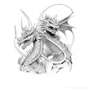 Paladin and dragon standing together in a majestic pose tattoo design idea