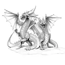 Paladin and dragon standing together in a majestic pose tattoo design idea