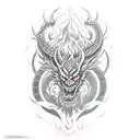 devil aries fire dragon  tattoo design idea