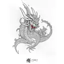 devil aries fire dragon  tattoo design idea