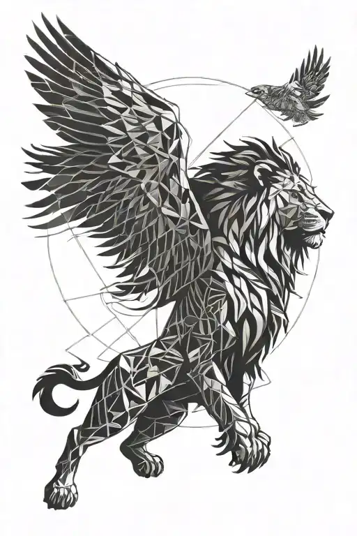 lion of Judah and Icarus falling tattoo design idea