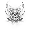  Estoy buscando un diseño bastante particular para un tatuaje en blackwork 2D. Me gustaría que representara un demonio d tattoo design idea