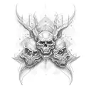  Estoy buscando un diseño bastante particular para un tatuaje en blackwork 2D. Me gustaría que representara un demonio d tattoo design idea