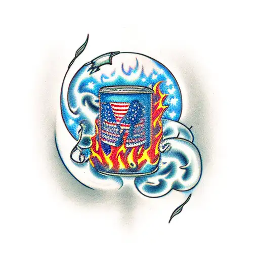 micholb ultra can on fire  tattoo design idea