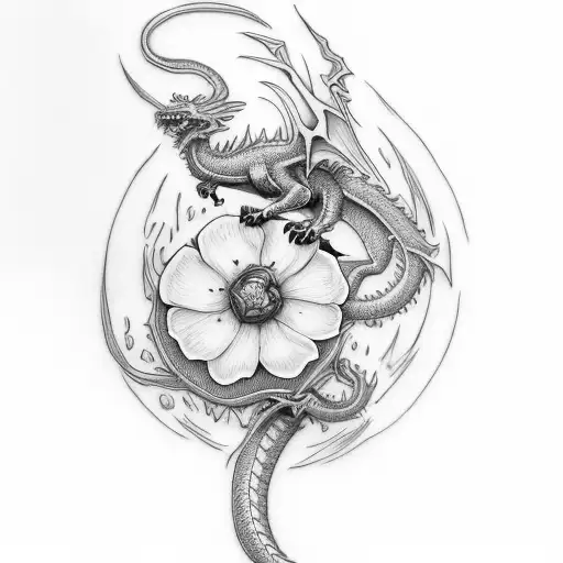 buttercups and dragon tattoo design idea