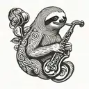 sloth playing saxophone tattoo design idea