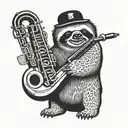 sloth playing saxophone tattoo design idea