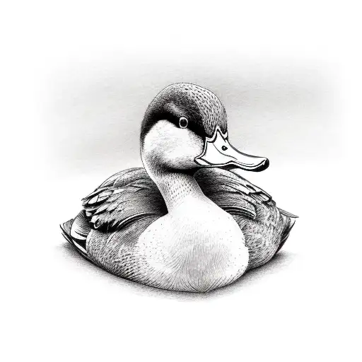  duck standing on stack of bricks tattoo design idea
