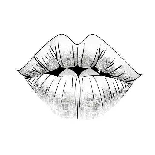 Lips outline red with the latter M by the side  tattoo design idea