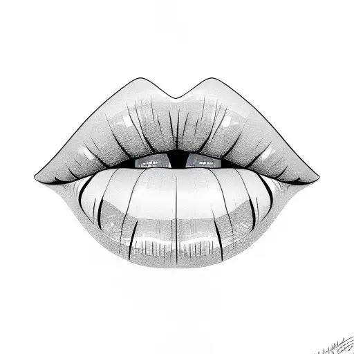 Lips with the latter M by the side  tattoo design idea