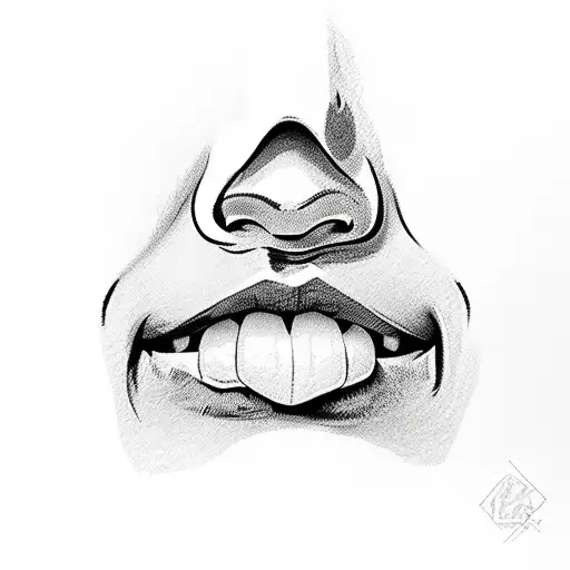 Lips with the latter M by the side  tattoo design idea