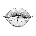 Lips outline red with the latter M by the side  tattoo design idea