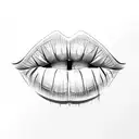 Lips outline red with the latter M by the side  tattoo design idea