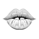 Lips outline red with the latter M by the side  tattoo design idea