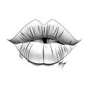 Lips outline red with the latter M by the side  tattoo design idea