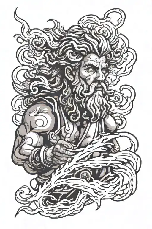 Zeus holding a lightning bolt tattoo design idea