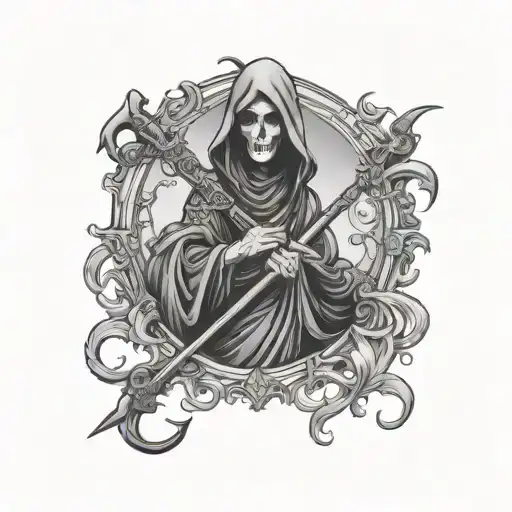 pretty female grim reaper tattoo design idea