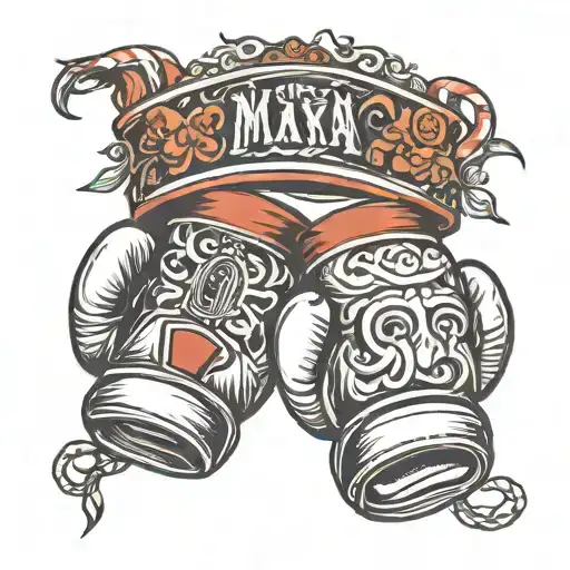 boxing gloves with muay thai headband  tattoo design idea