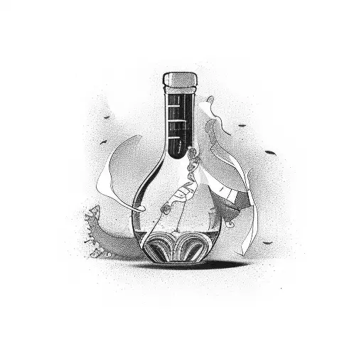 copa de vino y paloma tattoo design idea