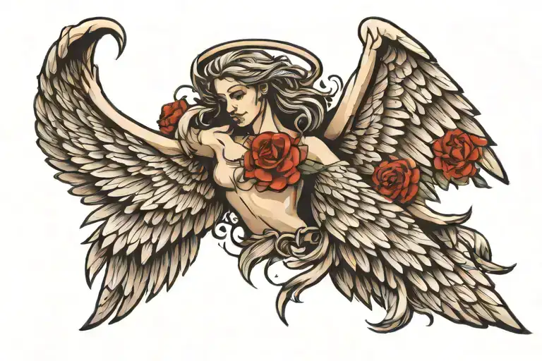 angel wings spread tattoo design idea