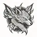 9 tailed fox tattoo design idea