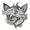 9 tailed fox tattoo design idea