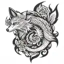 9 tailed fox tattoo design idea
