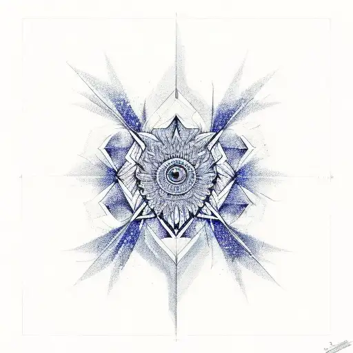 phoenix in nature, geometric shapes, use of negative space, water colour, fine lines, mandala, half sleeve tattoo design idea