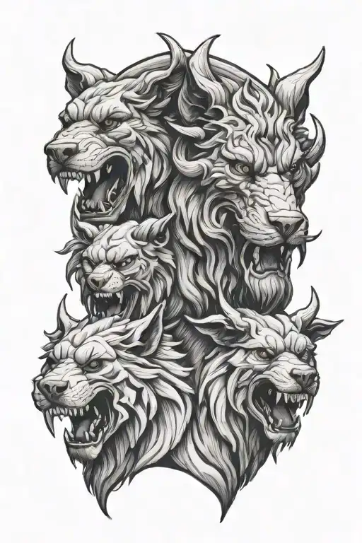 Cerberus and hades Greek god tattoo design idea