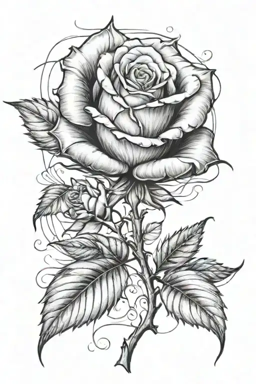 beauty and the beast rose tattoo design idea