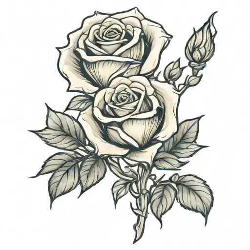 beauty and the beast rose tattoo design idea