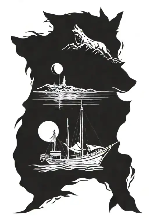 wolf, boat, italia, venezuela, tattoo design idea