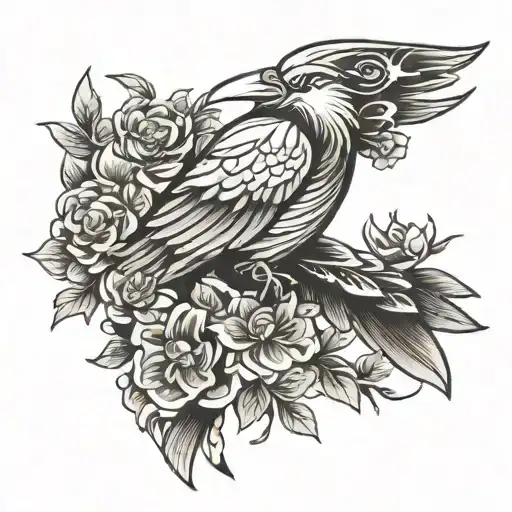 Vietnamese gun bird tattoo design idea