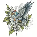 Vietnamese gun bird tattoo design idea