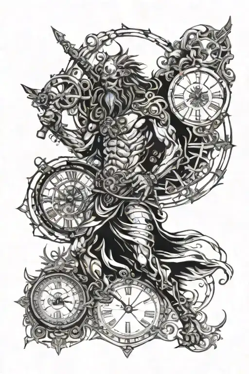 chronos time god tattoo design idea
