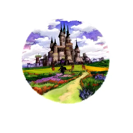 Tattoo about the scarecrow from the animated castle anime. Large and landscaped tattoo design idea