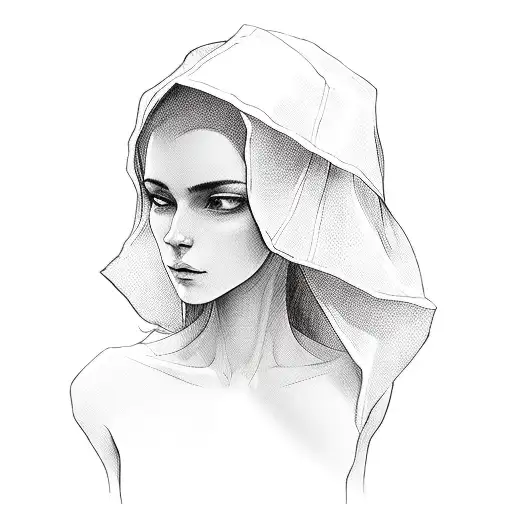 silhouette of person covered by sheet  tattoo design idea