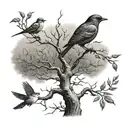 tree turn into birds tattoo design idea