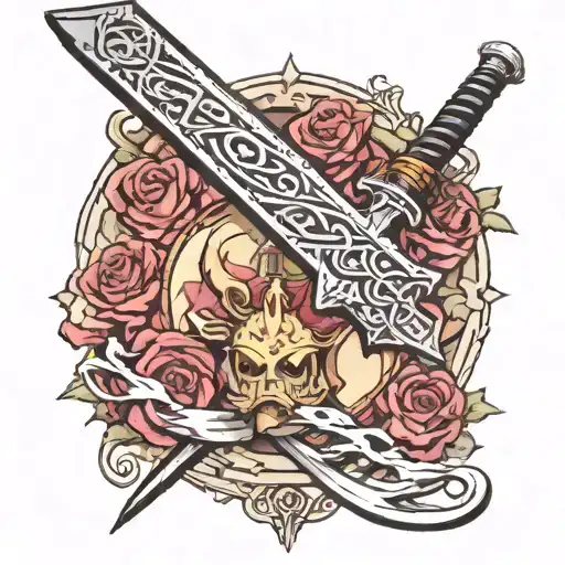 FF7 Buster Sword from Final Fantasy with comet tattoo design idea