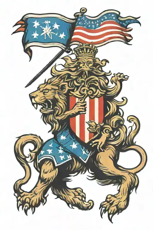Dutch lion and American flag tattoo design idea