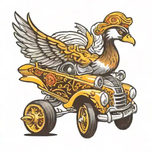 goose hot wheels car saying "MAVERICK" tattoo design idea