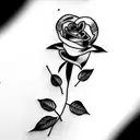 1970 con rosa y espada tattoo design idea
