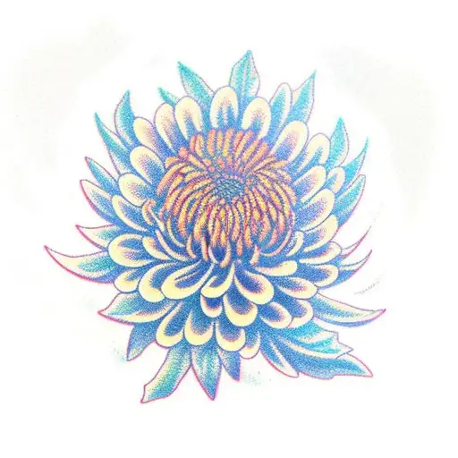 chrysanthemum and holly berry  tattoo design idea