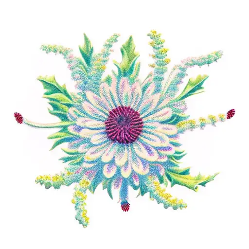 chrysanthemum and holly berry  tattoo design idea