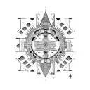 aztec architecture tribal tattoo design idea