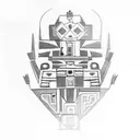 aztec architecture tribal tattoo design idea