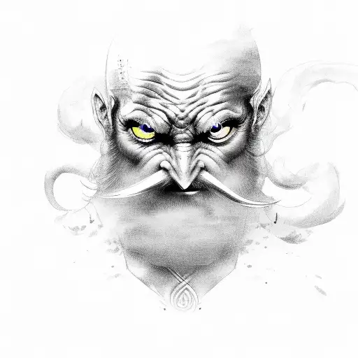 Sketch Odin Face With Smoke Out Of Eye Tattoo Idea - BlackInk AI