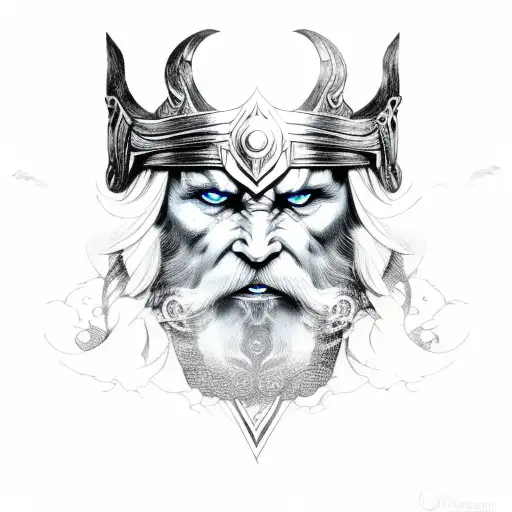 Sketch Odin Face With Smoke Out Of Eye Tattoo Idea - BlackInk AI