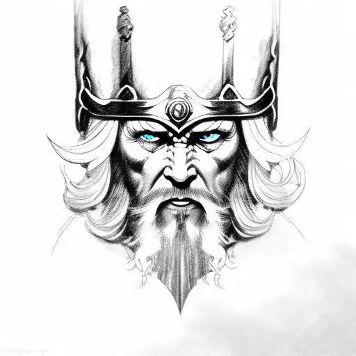 Sketch Odin Face With Smoke Out Of Eye Tattoo Idea - BlackInk AI